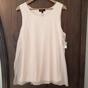 Melissa Paige Sleeveless Sheer Lined Checked Palest of Peach Pink NWT! Size L